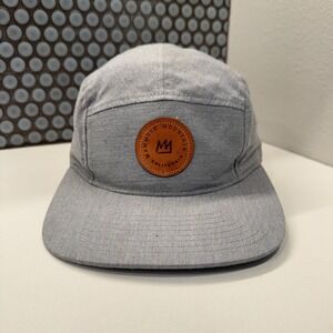 Mammoth Hat Cap Gray 5‎ Panel Strap Back Logo Skate Skater Y2K Leather Patch